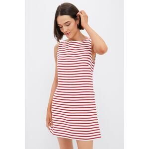 Faithfull the Brand Red & White Striped Sleeveless Mini Dress